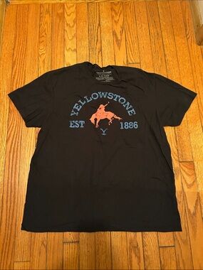 MAD Engine Black Short-Sleeve Yellowstone Bronco Tee with Blue Text